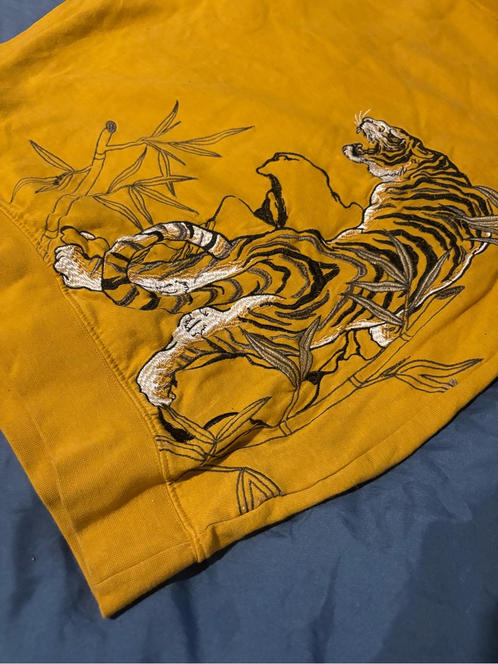Blind Rooster Yellow Tiger Embroidered Top